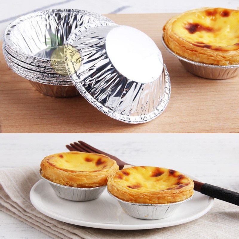 Set 50 chén giấy bạc nướng, khuôn làm bánh tart trứng, các loại bánh ngọt và bánh mặn tiện ích, bộ 50 khuôn giấy bạc