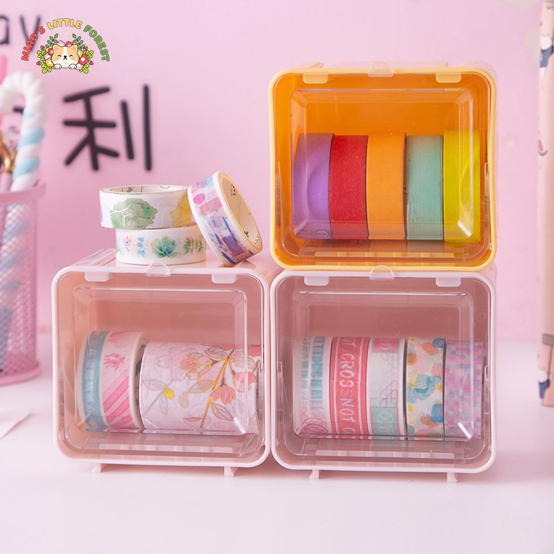 Hộp đựng washi tape MIAO'S LITTLE FOREST hộp nhựa trong đựng washi tape để bàn tiện dụng MOT208