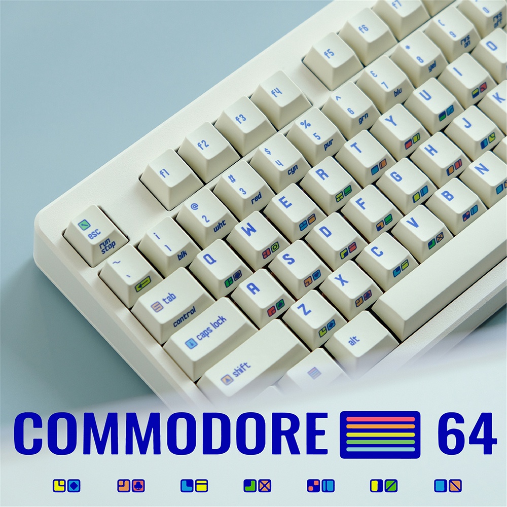 C64 Keycaps  commodore 64 Cherry profile  Dye-Sublimation  PBT  Keycap Fabric 61 68 71 84 87 980  104 108
