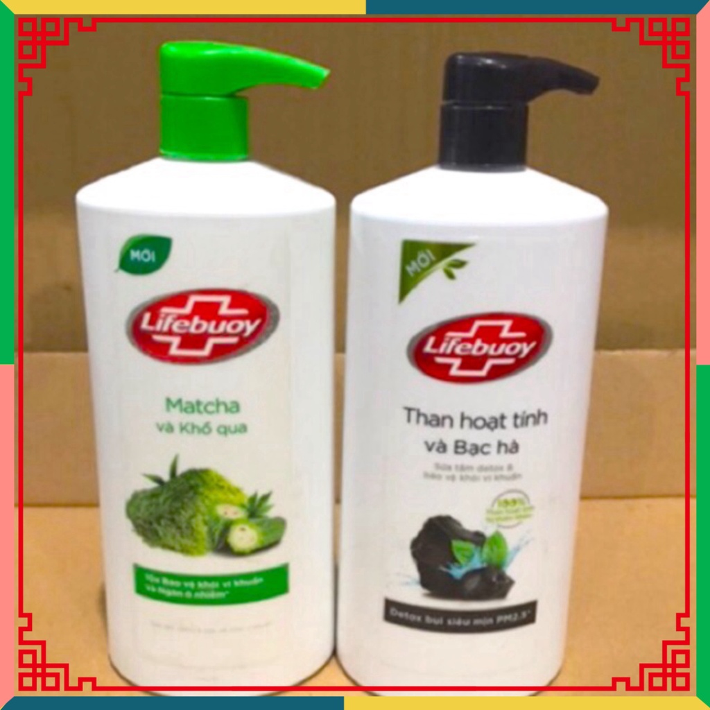 (HOT LIKE) Sữa Tắm Lifebuoy Than Hoạt Tính/Matcha Khổ Qua/ Tràm Trà Muối Hồng 850g