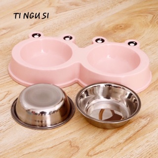 Bát Ăn Đôi Inox Cho Chó Mèo Hình Ếch