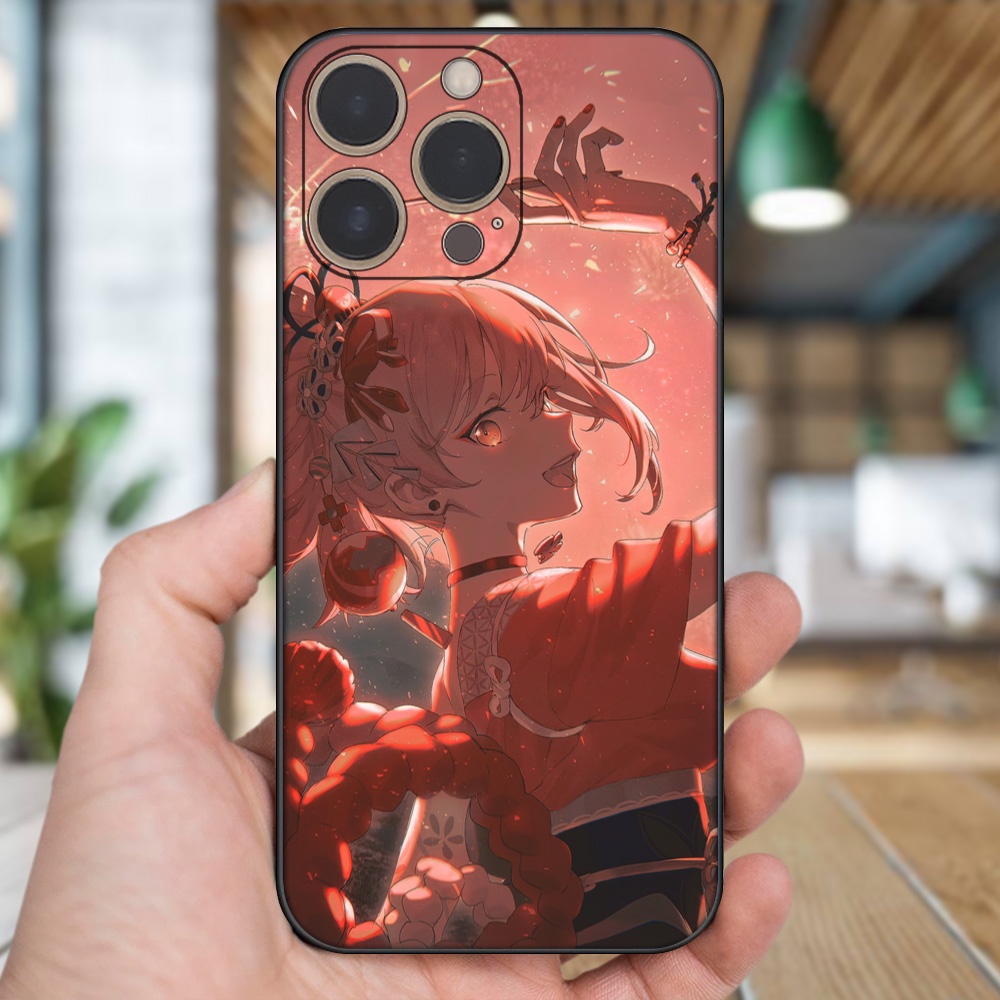 Ốp lưng iPhone 13 Pro dẻo đen cạnh vuông in hình Yoimiya Genshin Impact