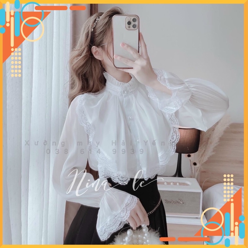 [Sale  50%] Áo sơ mi bèo tiểu thư chất tơ óng siêu đẹp