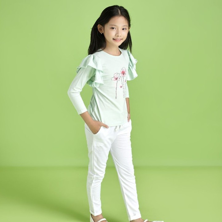 Quần thun lơ vê trắng bé gái QDG016 8-9kg để đi chơi  - JADINY