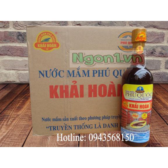 1 chai nước mắm Khải Hoàn Phú Quốc (chai thủy tinh 520ml) đặc sản đảo ngọc (mẫu mã mới, nước mắm ngon, bao bì đẹp)