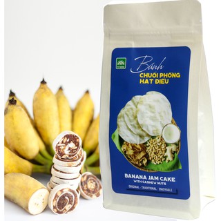 Bánh chuối phồng hạt điều Tư Bông túi 100g - món ăn vặt ít ngọt thơm ngon bổ dưỡng từ Đồng Tháp