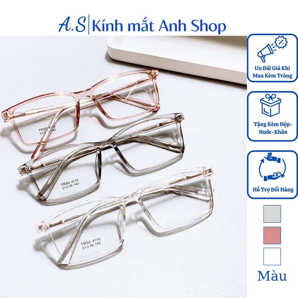 Kính vuông thời trang chất liệu nhựa kết hợp kim loại nam nữ đều dùng được bền và đẹp 8110