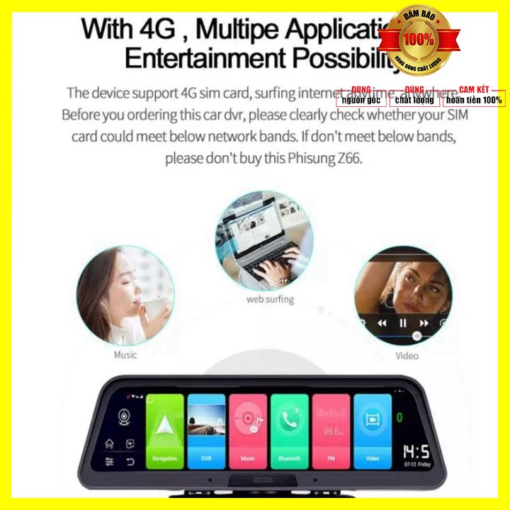 [ BẢO HÀNH 12 THÁNG] Camera hành trình đặt taplo ô tô cao cấp Phisung Q98 tích hợp 4G, Wifi, định vị GPS , android 8.1