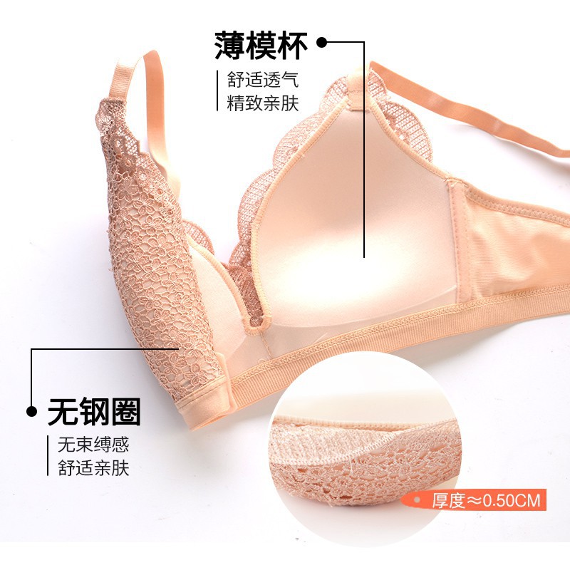 Áo Lót Ren Mềm Đệm Mỏng Xuất Nhật, Áo Ngực Đệm Mỏng Ren Hoa Đào