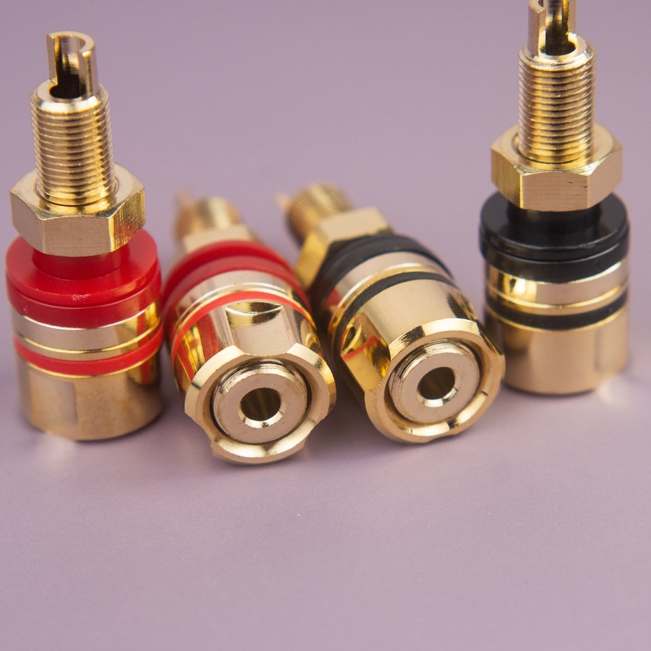 Cọc loa jack loa loại tốt 1 bộ 4 cái đỏ đen mạ vàng cao cấp CL-01
