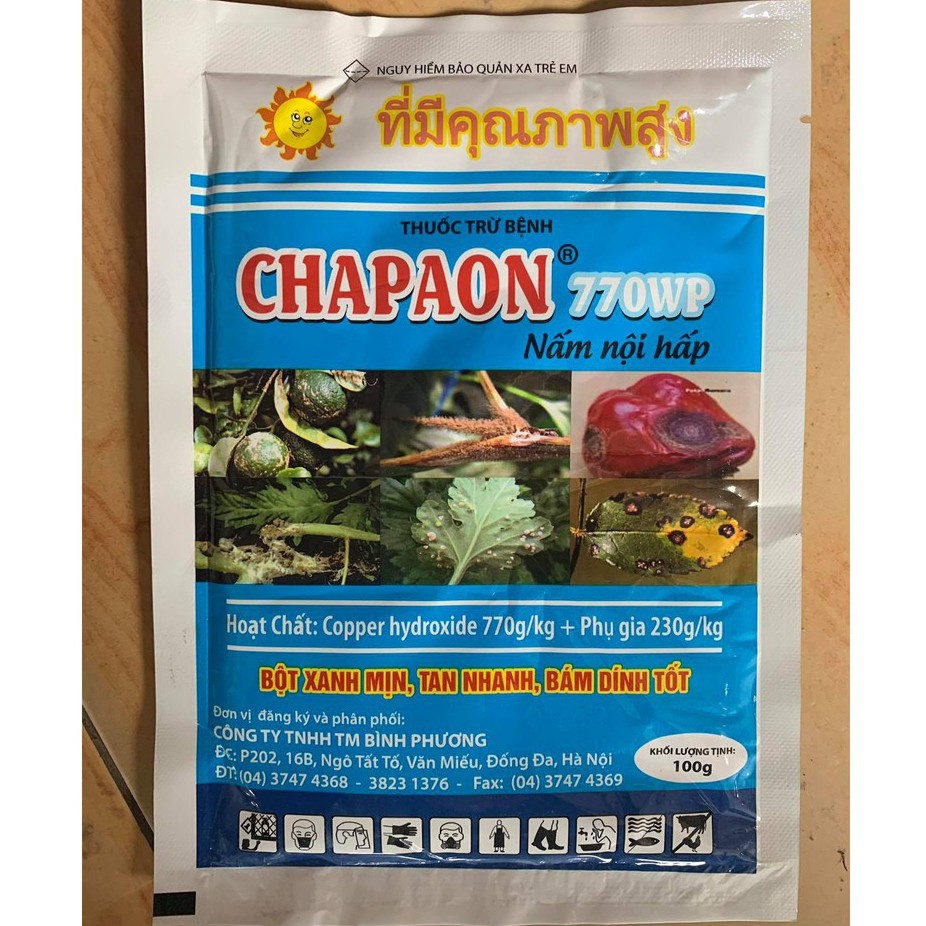 Thuốc trừ nấm bệnh gốc Đồng Chapaon 770wp - trị bệnh mốc sương, phấn trắng, xì mủ, thán thư trên cây trồng