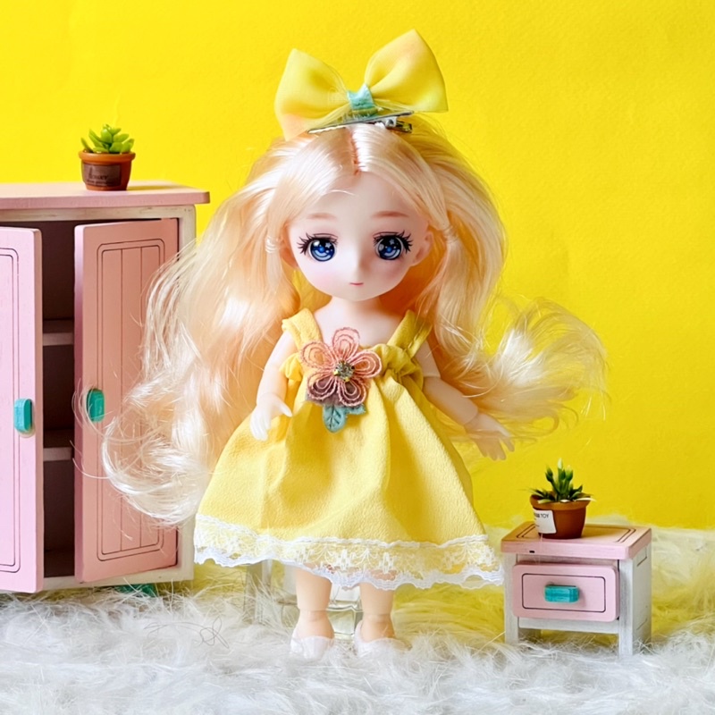 Búp bê truyện tranh anime dễ thương BJD 17cm kèm váy áo quà tặng sinh nhật đồ chơi xinh xắn cho bé gái