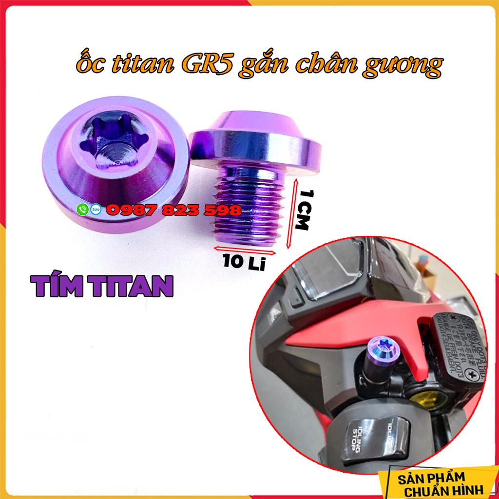 Ốc Titan GR5 Gắn Chân Gương 10 Li Cho Honda,Yamaha,Suzuki (Giá 1 Con)