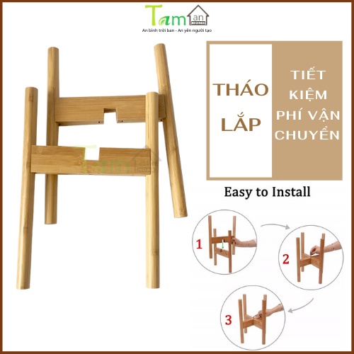 Giá đỡ chậu TAMAN HOME, chân kê chậu, đôn kê chậu bằng tre, chịu nước, phù hợp kích thước chậu từ 20-30cm