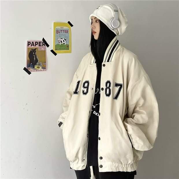 Áo khoác Bóng chày 1987  nam nữ,Áo sweater hoodie nam nữ from rộng unisex chất Kaki  Phong Cách Trẻ Trung, Cá Tính