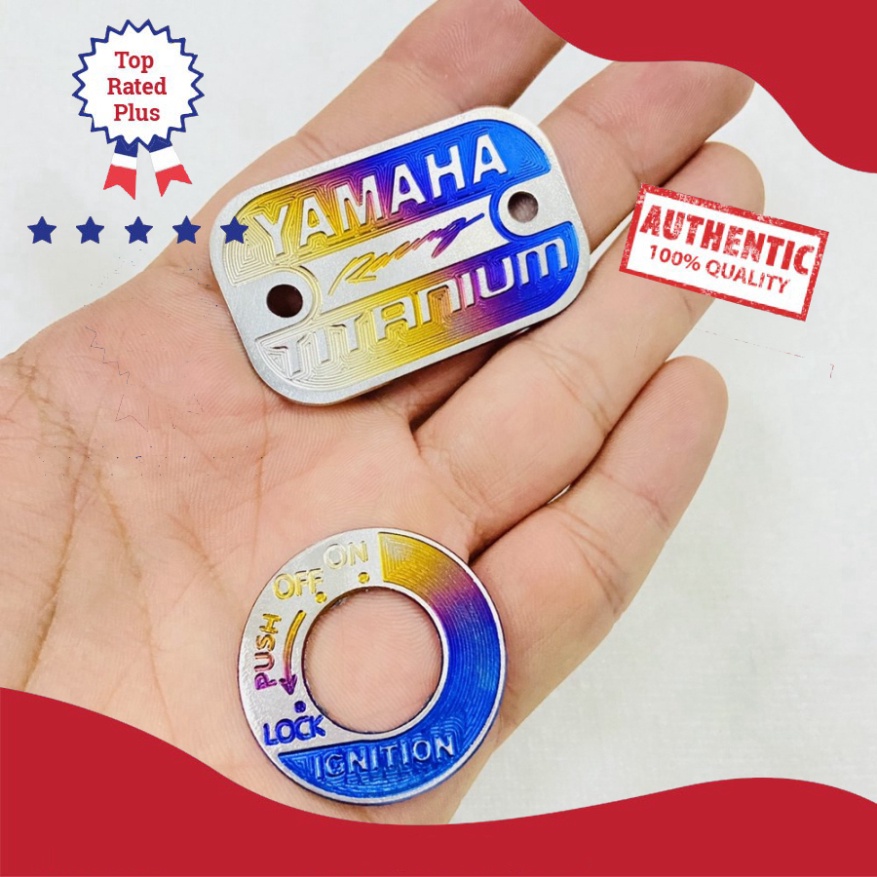 [HCM XẢ KHO MÙA DỊCH] Combo tem titan dán ổ khóa kèm ốp nắp dầu titan xe SIRIUS 110 RC