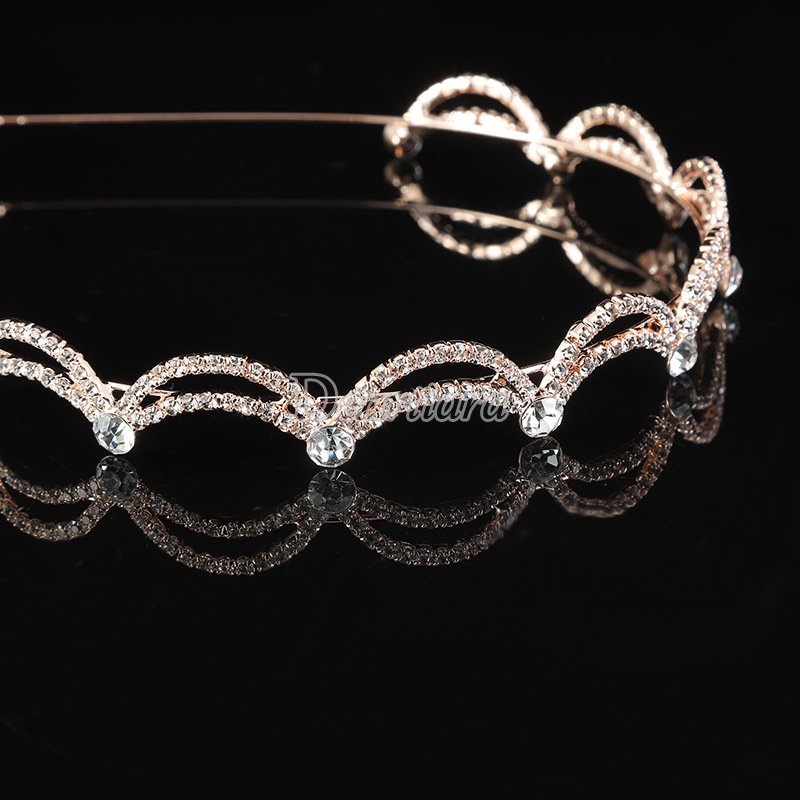 Băng Đô Cài Tóc Hai Lớp Gợn Sóng Đính Kim Cương Đơn Giản Thanh Lịch Thời Trang Dành Cho Nữ