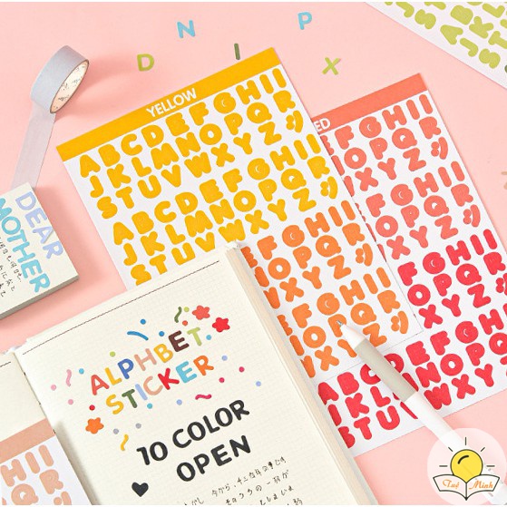 Set 6 tấm Sticker chữ số nhiều màu Star River Palette Trang trí siêu xinh Be Tiny Stationery