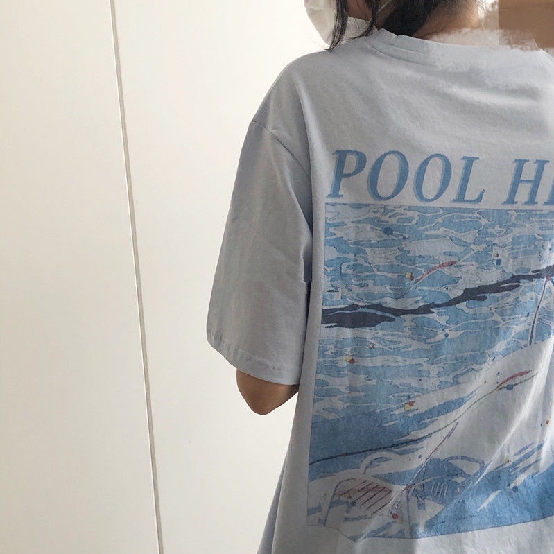 Áo thun HIIXIIVI 100% cotton tay ngắn cổ tròn in hình trước và sau phong cách Hàn Quốc thời trang mùa hè 2022