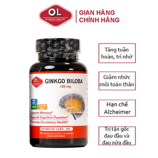 Tăng cường tuần hoàn giảm đau đầu và nửa đầu Ginkgo Biloba 120mg Olympian Labs hộp 30 viên