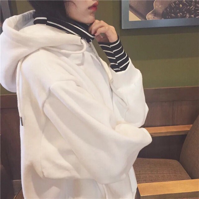 [Order] Áo hoodie nỉ phối kẻ sọc ulzzang | BigBuy360 - bigbuy360.vn