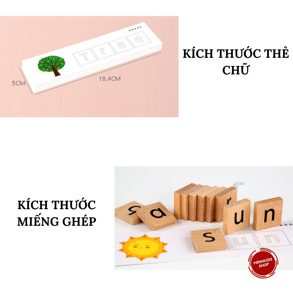 [Mã LIFETOYS1 giảm 30K đơn 99K] Bộ Đồ Chơi Ghép Chữ Gỗ Tiếng Anh Cho Bé Học Tiếng Anh