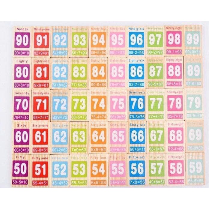 Bộ trò chơi Domino 100 số học toán và tiếng anh dành cho bé yêu