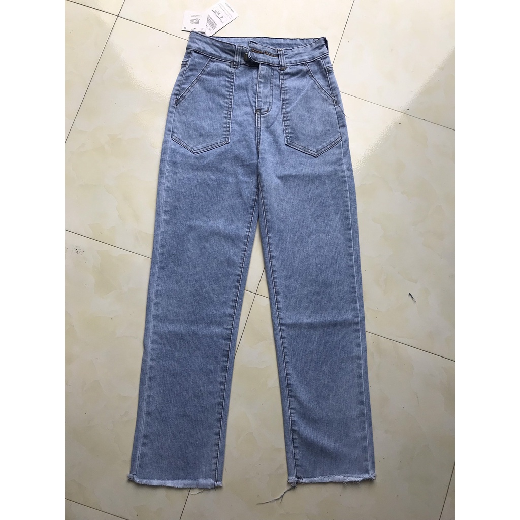 Quần bò nữ ống đứng, quần jean nữ lưng cao ống đứng co dãn 4 chiều, dễ phối đồ