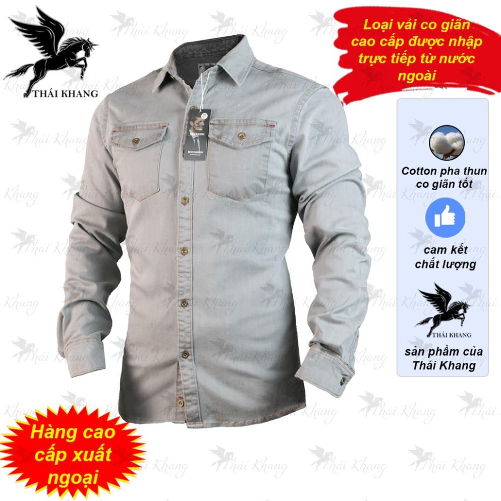 áo jean nam dài tay cao cấp vải cotton dày đẹp hàng chuẩn size loại áo sơ mi nam tay dài vải jean ASJD01 -n8