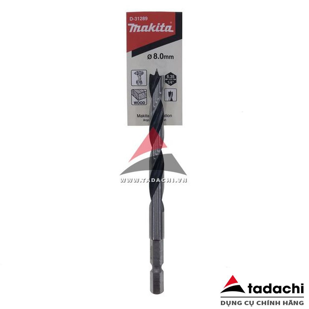 Mũi khoan gỗ đầu đinh nhọn chân lục giác 6.35mm Makita (chọn size mũi) | Tadachi