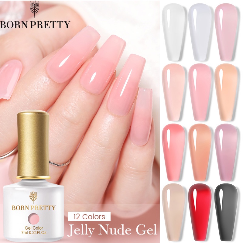 Gel sơn móng tay BORN PRETTY nhiều màu sắc trong suốt tùy chọn thời trang 7ml