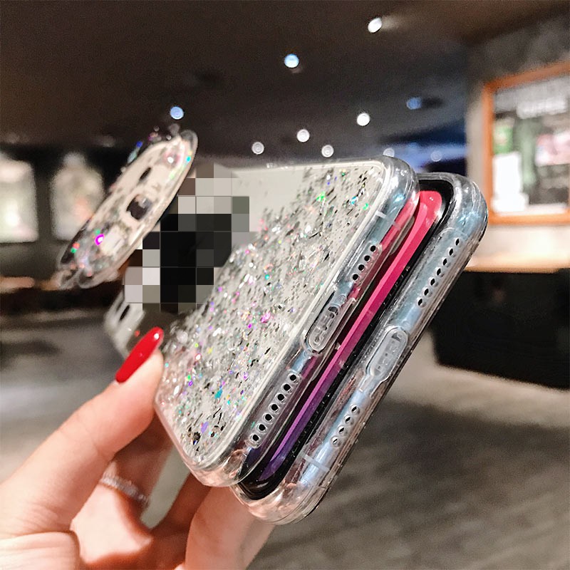 Ốp điện thoại mềm hình chú vịt Donald đính hạt kim tuyến lung linh cho iPhone 5 5s SE 2020 6 6s 7 8 6+ 6s+ 7+ 8+ Xs X