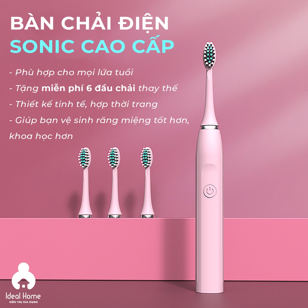 BÀN CHẢI ĐÁNH RĂNG ĐIỆN - Bàn Chải Điện TOOTHBRUSH 6 Đầu Thay Thế Cao Cấp