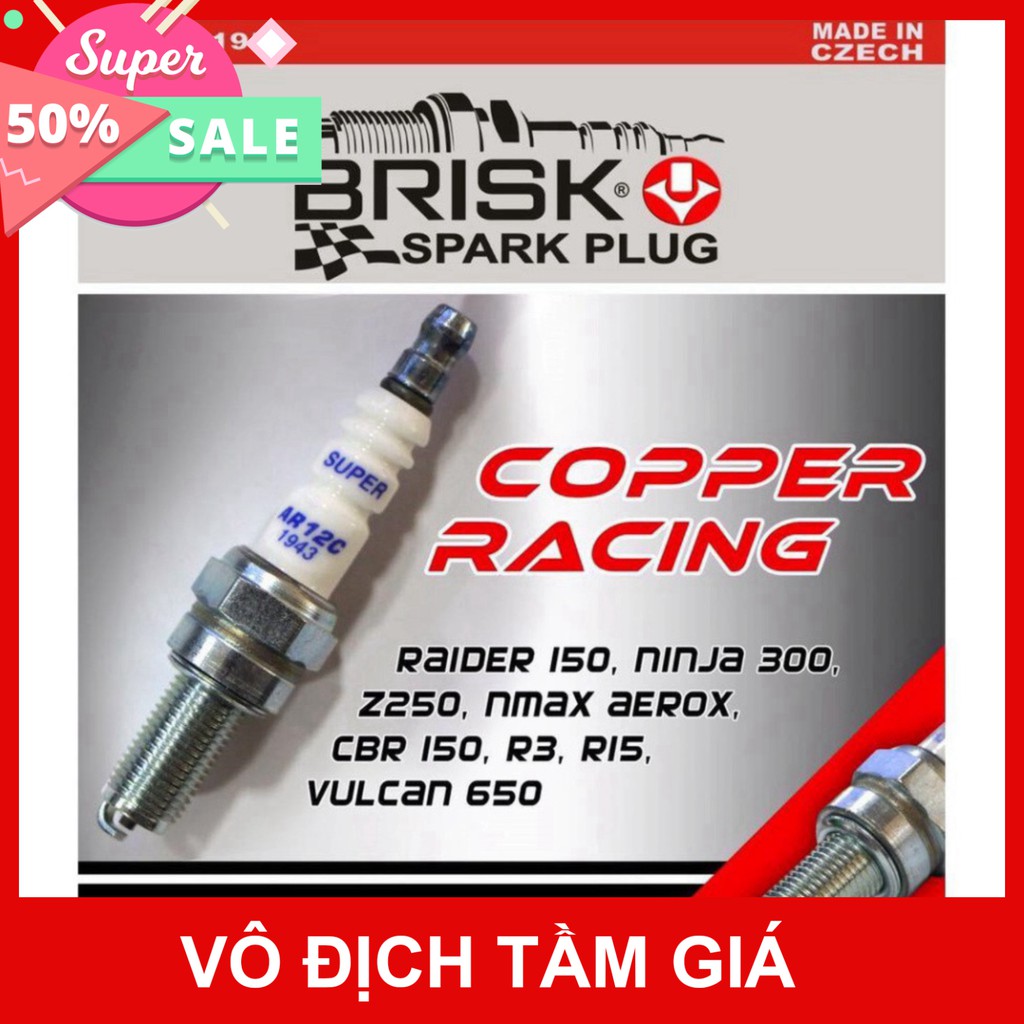 [HÀNG LOẠI 1] Bugi BRISK AR12C cho Exciter Winner Vario Click Raider Sonic . MS 800 ĐẠI_KA_GROUP