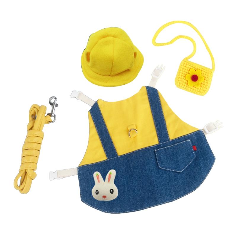 Bộ áo khoác denim + túi đựng dành cho thú cưng thỏ chuột hamster