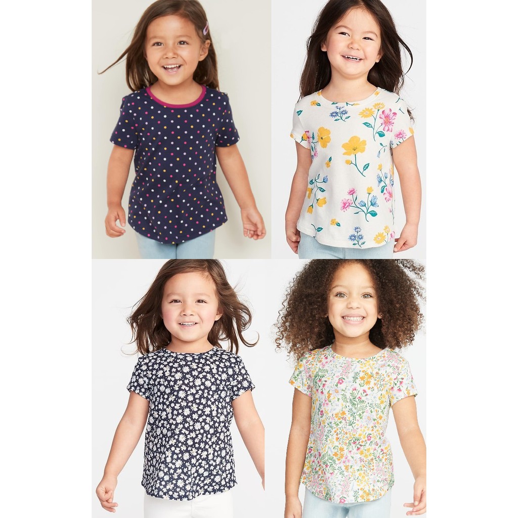 Set 3-4 áo thun bé gái [XUẤT XỊN, 100% COTTON SIÊU MÁT] O.ld Navy bé gái 1-5T Áo cộc tay cho bé gái, chất siêu mát