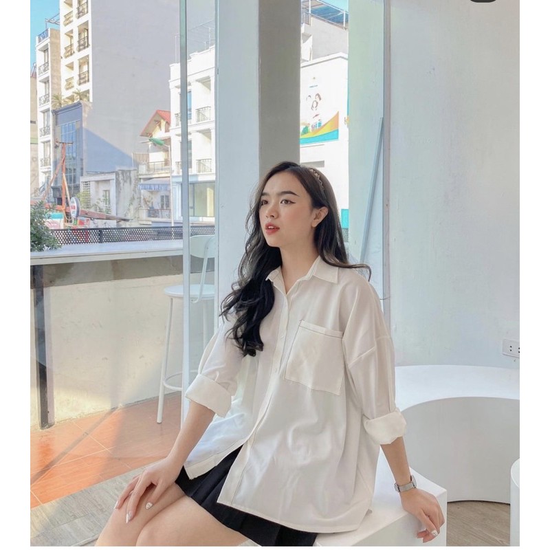 Áo sơ mi lụa viền chỉ | BigBuy360 - bigbuy360.vn