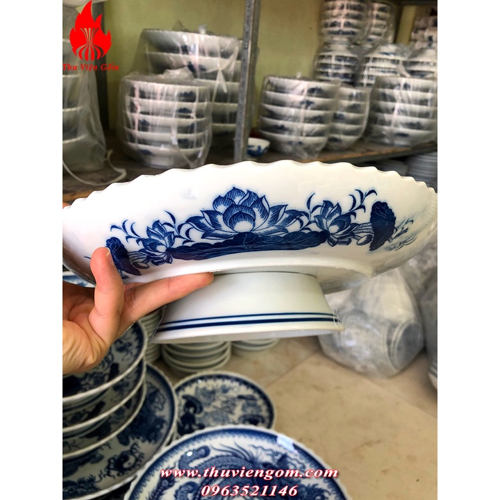 Mâm bồng & Đĩa vẽ sen chuẩn Bát Tràng