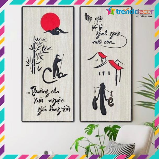 [GIÁ GÔC] Combo 2 Tấm Tranh Gỗ treo tường quà tặng báo hiếu Cha Mẹ TRENDDECOR.VN