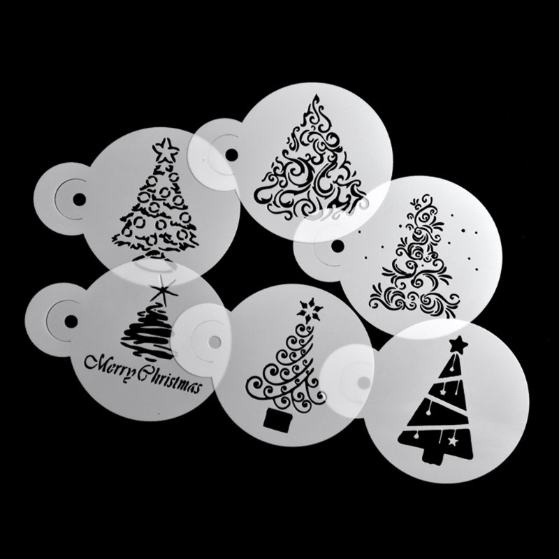 Set 6 Khuôn Vẽ Trang Trí Chủ Đề Giáng Sinh DIY Có Thể Tái Sử Dụng