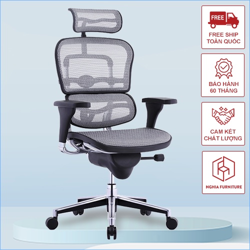 Ghế công thái học Nghia Furniture Ergonomic Ergohuman - Lưới Matrex Mỹ, hỗ trợ hiệu quả cột sống