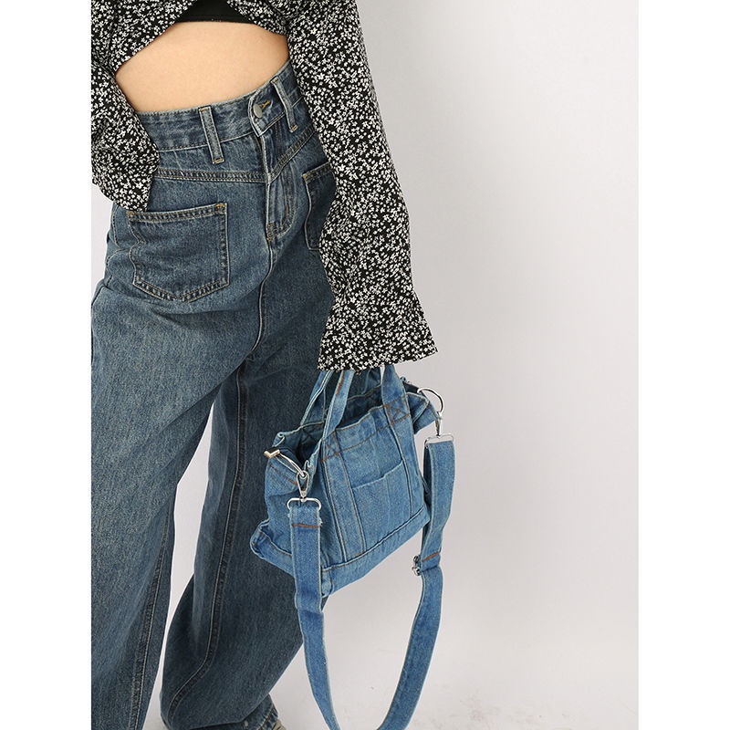 IELGY Túi xách đeo chéo vai bằng denim cao cấp dễ phối hợp đồ