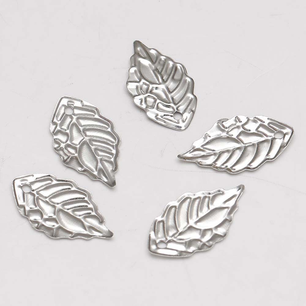 Set 20 phụ kiện kim loại kiểu chiếc lá dập nổi dùng làm đồ trang sức hoa tai dây chuyền thủ công
