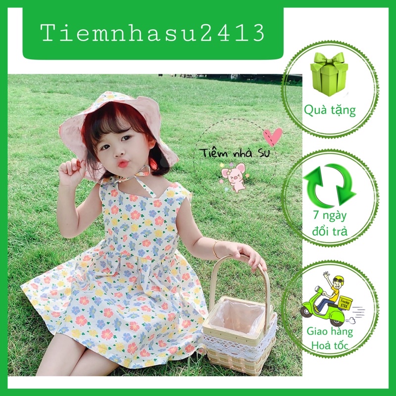 [SALE BỎ MẪU] - Váy bé gái - Váy hoa kèm mũ cưng xỉu, đáng yêu cho bé gái (05- 15kg) - TIỆM NHÀ SU