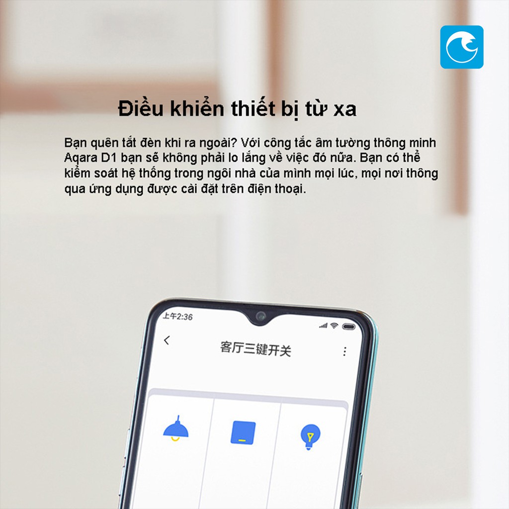 Công tắc thông minh âm tường Aqara D1 Zigbee - Không dây N - Ba nút nhấn