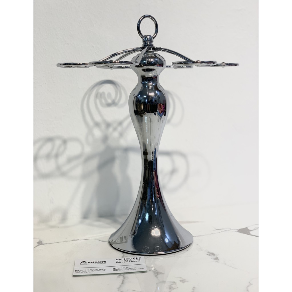 Decor xuất dư Giá treo bộ ly uống rượu vang để bàn Thân bầu inox xịn sang trọng tinh tế cao cấp