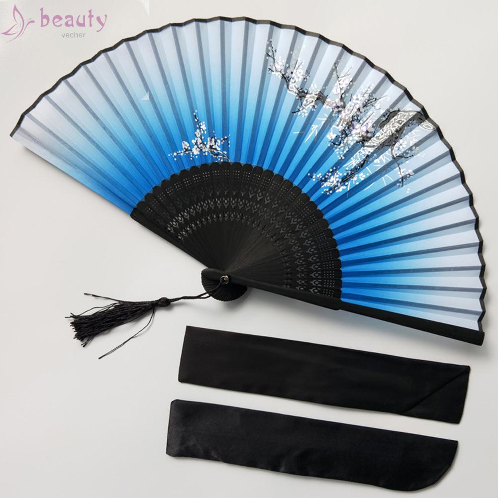 Quạt Xếp Kèm Túi Vải 1 Mảnh Hóa Trang Phong Cách Cổ Điển