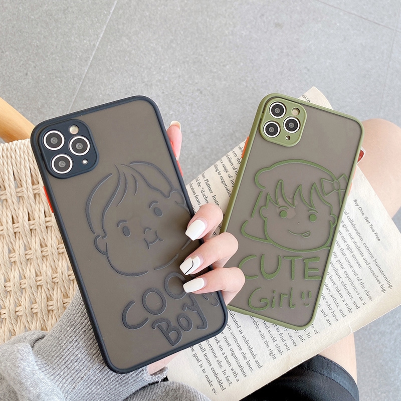 Ốp lưng iphone nhám boy girl cute 5/5s/6/6plus/6s/6splus/7/7plus/8/8plus/x/xr/xs/11/12/pro/max/plus/promax - Awifi T5-6