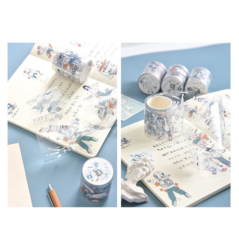 Cuộn Băng Dính Washi Tape Trong Suốt 3M Họa Tiết Anime Trang Trí Sổ DIY