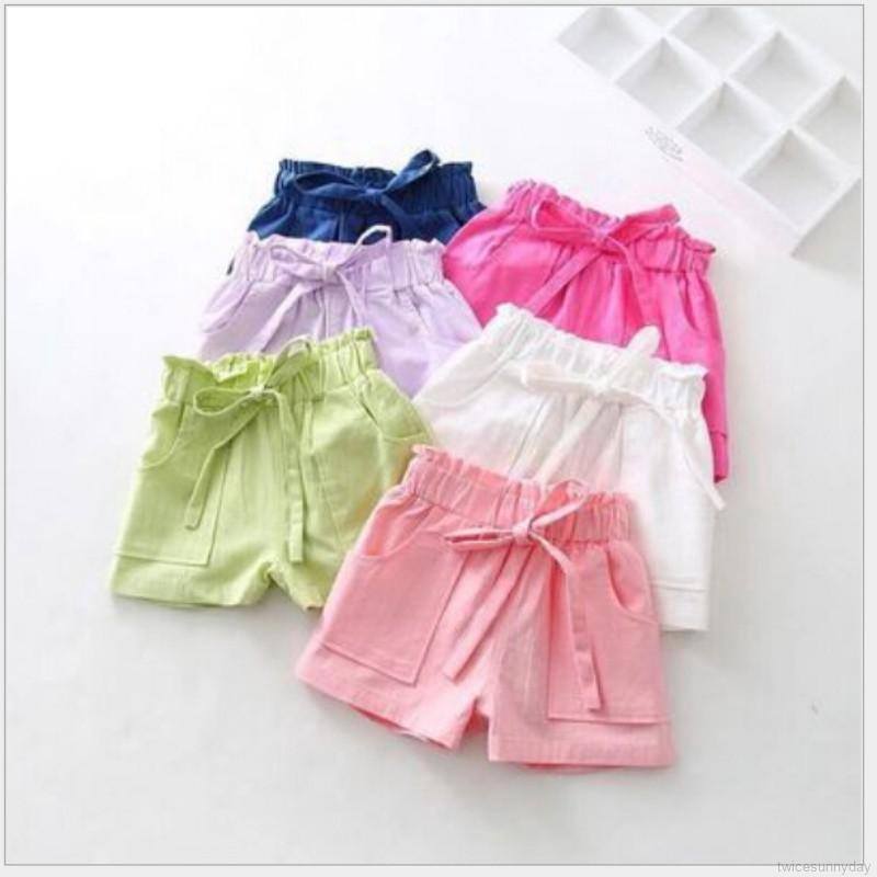 Quần short trơn màu kiểu dáng xinh xắn dành cho bé gái